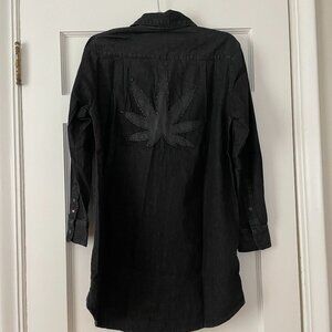 Étienne Marcel 420 Button Down Shirt tunic in Black size S NWT
